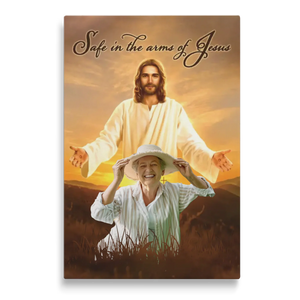 Personalized Canvas Prints Custom Photo - Safe In Jesus's Arms, Memorial Dem Canvas