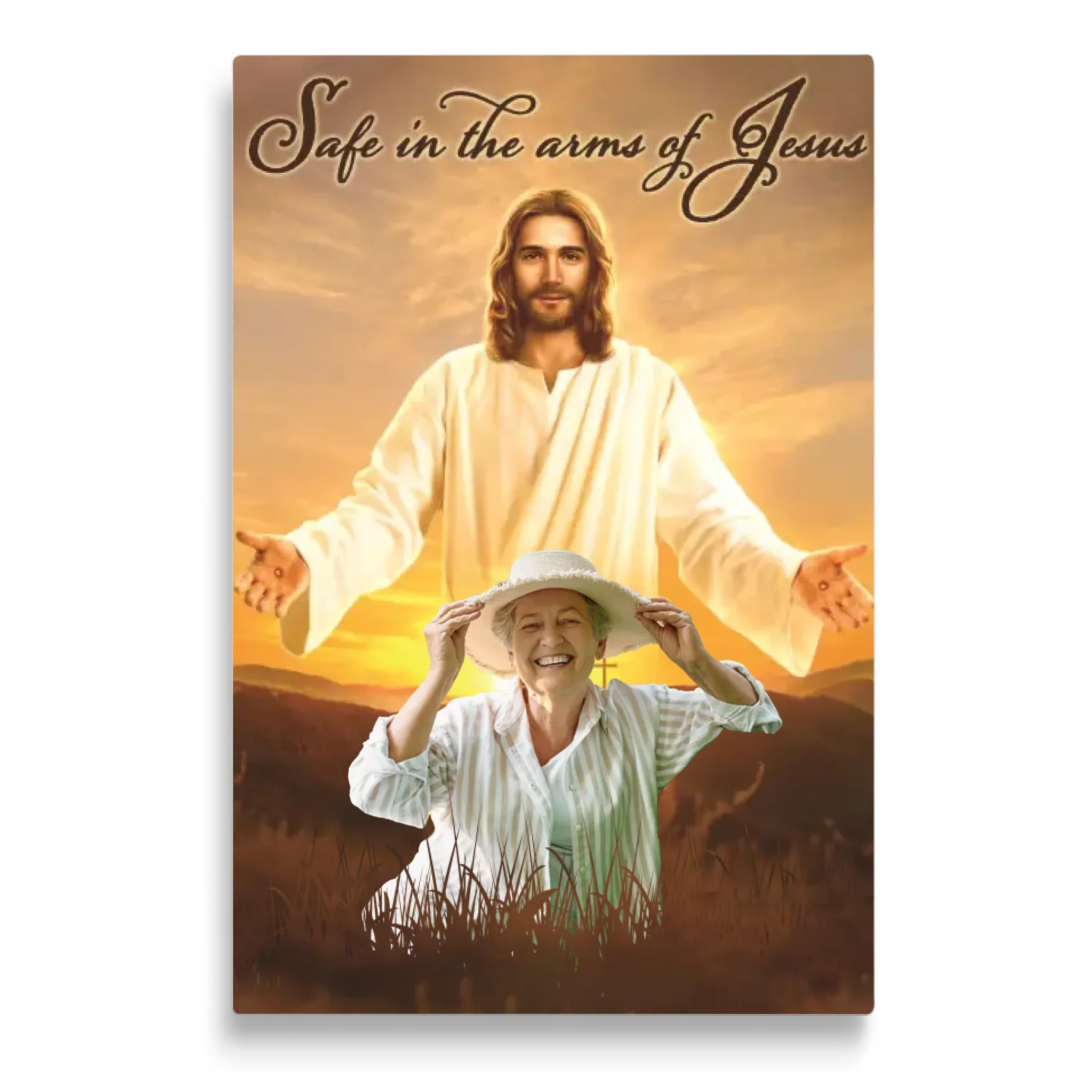 Personalized Canvas Prints Custom Photo - Safe In Jesus's Arms, Memorial Dem Canvas