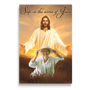 Personalized Canvas Prints Custom Photo - Safe In Jesus's Arms, Memorial Dem Canvas