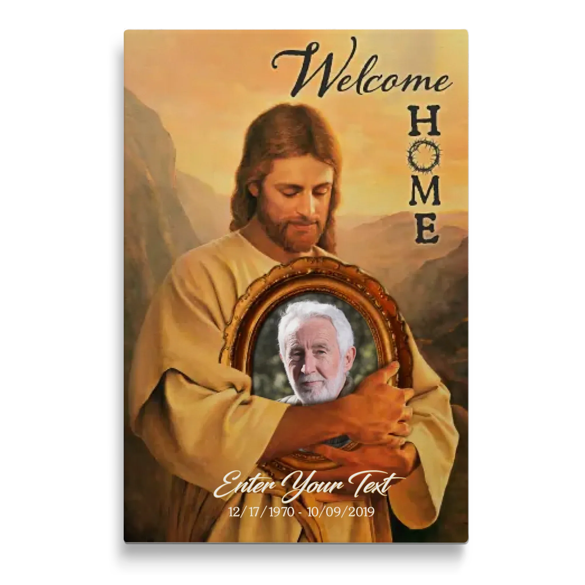 Personalized Canvas Prints, Custom Photo And Name, Memorial Gift, Mom Loss Gift, Father Loss Gift, Welcome Home, Safe In The Arms Of Jesus Dem Canvas