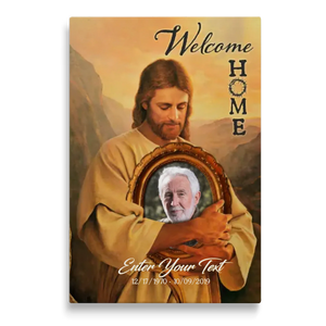 Personalized Canvas Prints, Custom Photo And Name, Memorial Gift, Mom Loss Gift, Father Loss Gift, Welcome Home, Safe In The Arms Of Jesus Dem Canvas