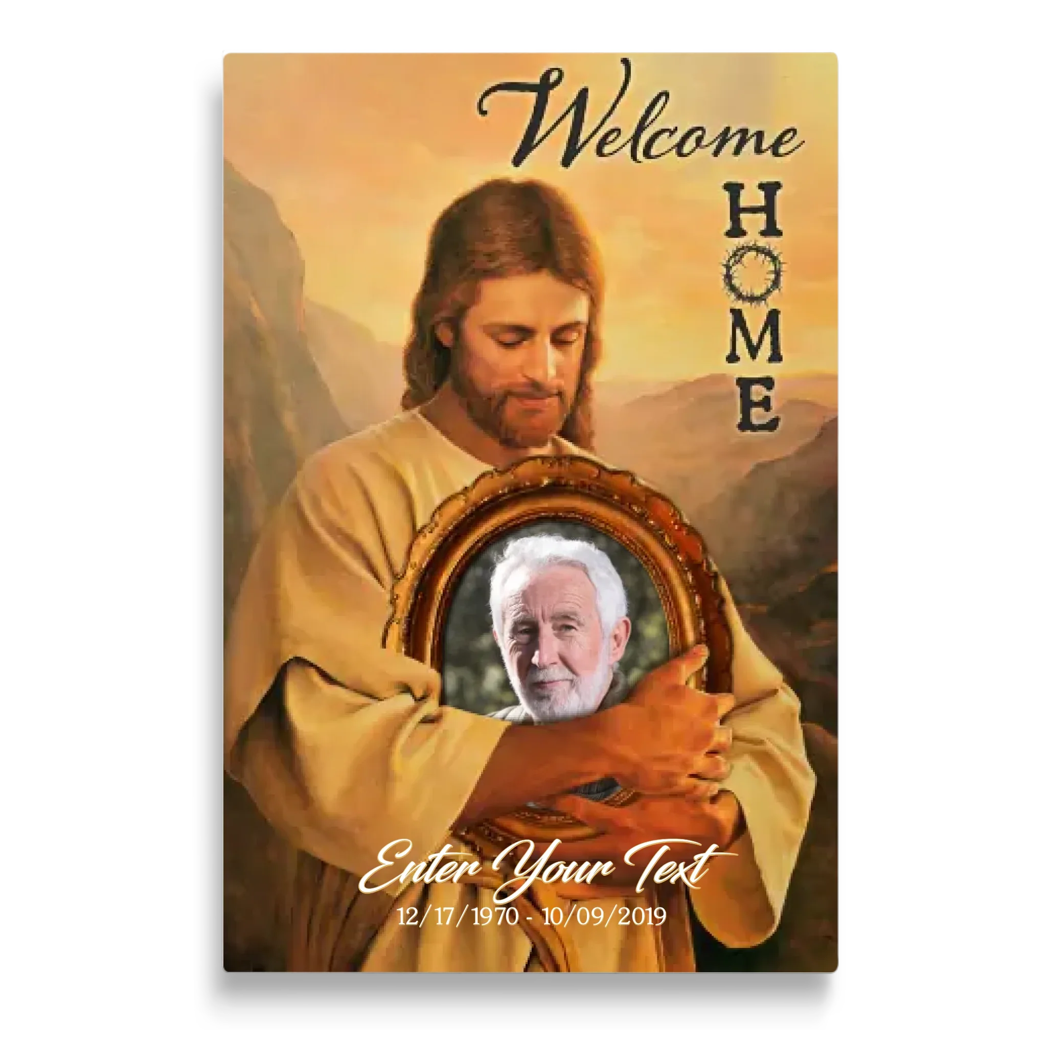 Personalized Canvas Prints, Custom Photo And Name, Memorial Gift, Mom Loss Gift, Father Loss Gift, Welcome Home, Safe In The Arms Of Jesus Dem Canvas
