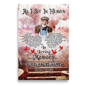 Personalized Canvas Prints, Custom Photo, Sympathy Gifts, Memorial Gifts, Cardinal Wings,Loss Mom, Loss Dad, As I Sit In Heaven Dem Canvas