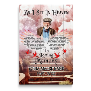 Personalized Canvas Prints, Custom Photo, Sympathy Gifts, Memorial Gifts, Cardinal Wings,Loss Mom, Loss Dad, As I Sit In Heaven Dem Canvas