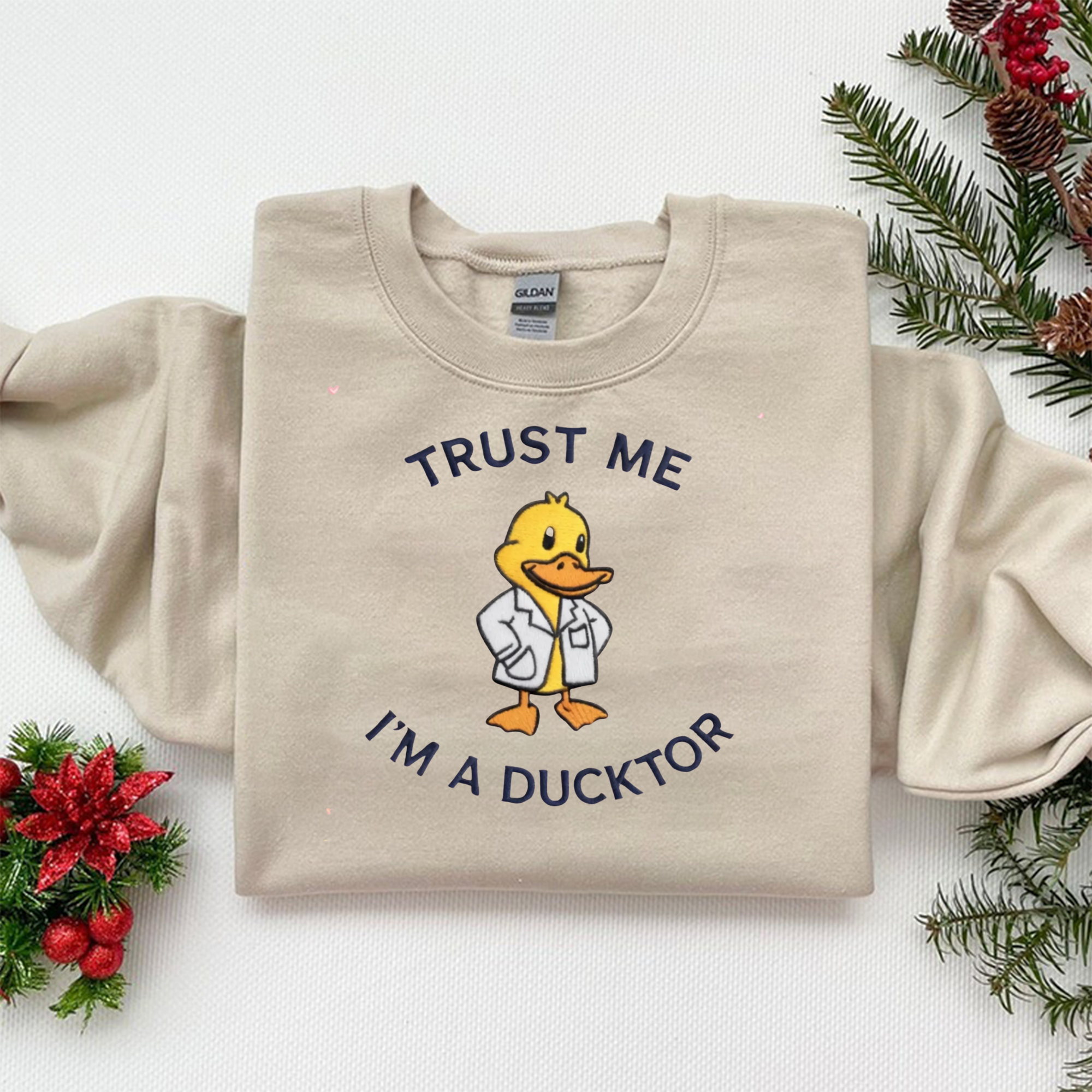 Trust Me Im A Ducktor Embroidery Sweater