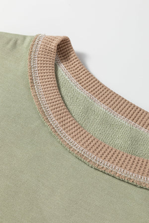 Maelynn Waffle Patchwork Oversize Sweatshirt
