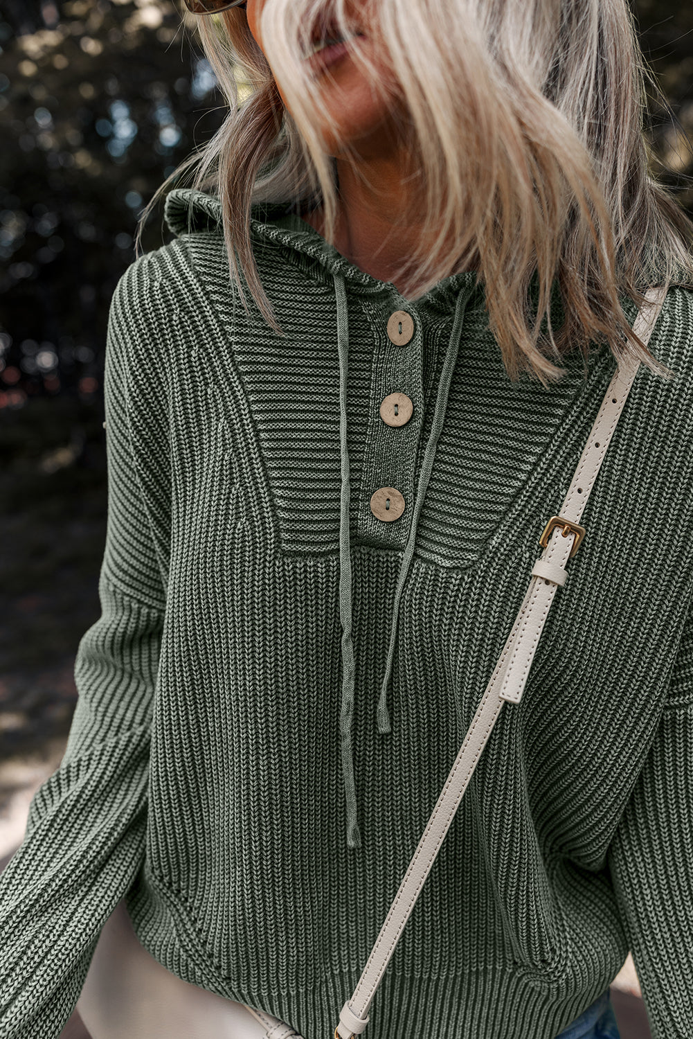 Sofioya Knit Drawstring Hooded Sweater