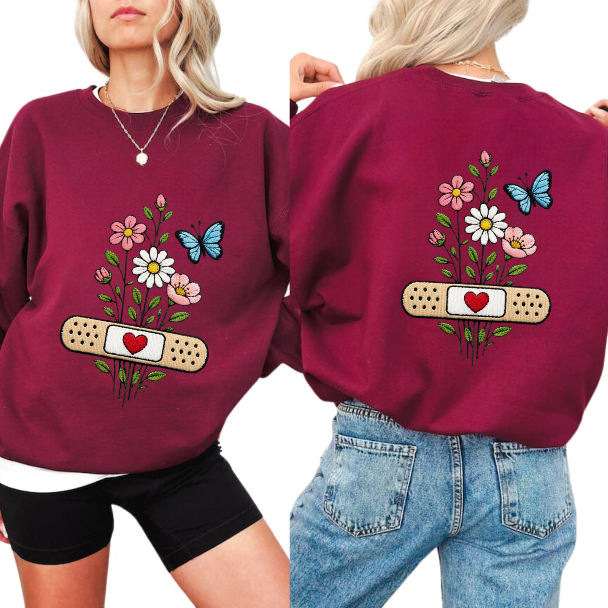 Floral Compression Bandage Butterfly Embroidery File Medical Nurse Inspired Machine Stitch Design