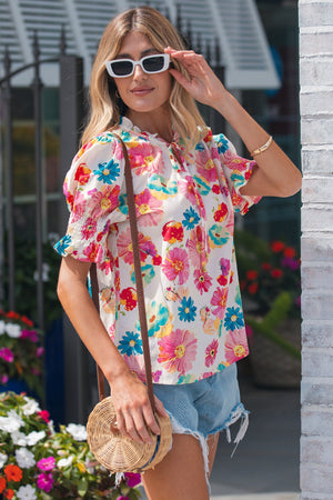 Faith Short Puff Sleeve Blouse