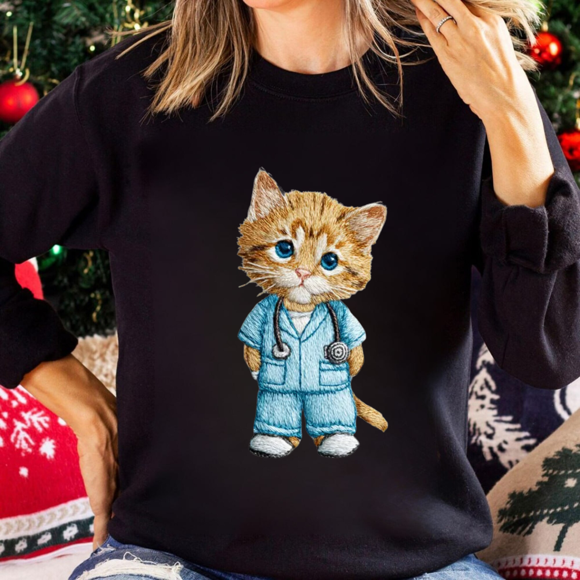 Cat Doctor Embroidery File Nurse Vet Kitty Medical Design Hospital Scrubs Gift