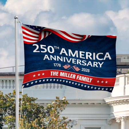 Custom Family Name 250th Anniversary 1776-2026 America Banner House Flag HA75 920342