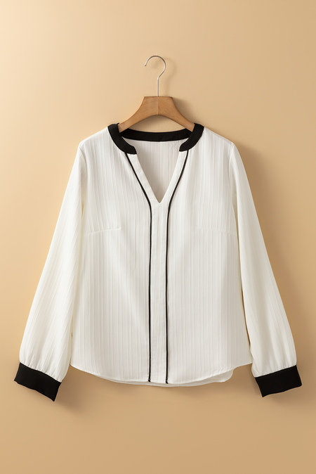 Ramila Textured Colorblock Elegant Blouse