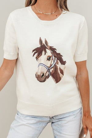 Regina Printed Short Sleeve Sweater