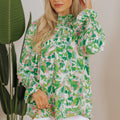 Milena Sleeve Shirred Mock Blouse
