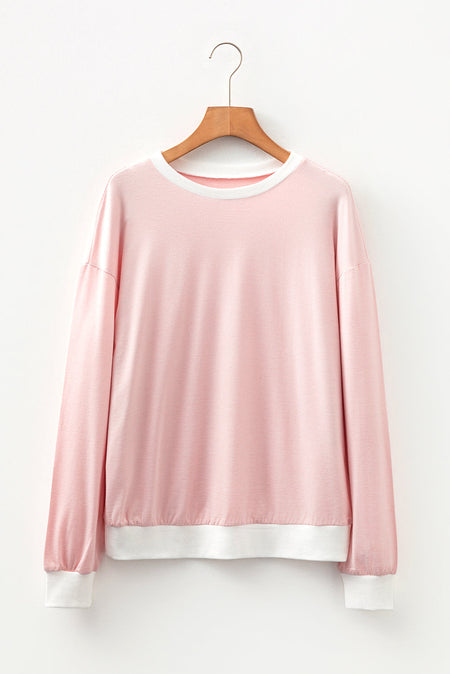 Skyler Contrast Edge Patchwork Long Sleeve Top