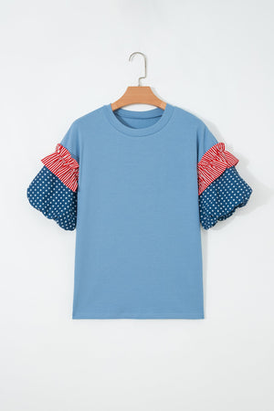 Henley Short Puff Sleeve Top