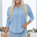 Kahlani Terry Raw Hem Long Sleeve Top