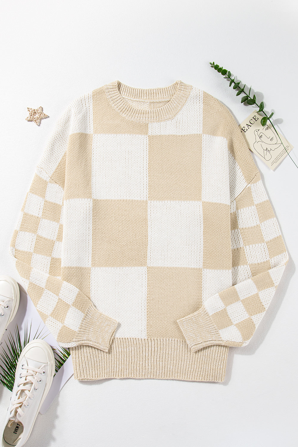 Vivifira Print Drop Shoulder Sweater