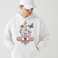 Floral Compression Bandage Butterfly Embroidery Hoodie