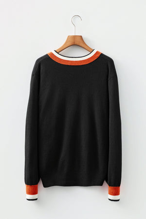 Scarlett Striped Trim Varsity Sweater