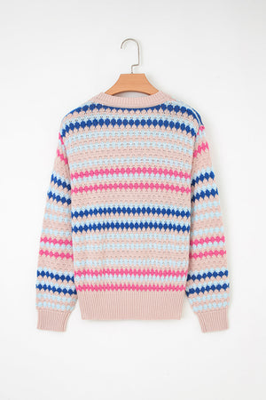 Amelia Patterned Drop Shoulder Sweater