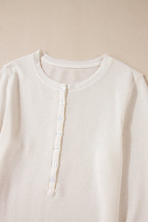 Teresa Color Waffle Half Long Sleeve Top