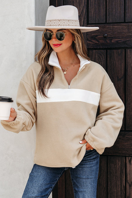 Nicole Colorblock Patchwork Zipped Pullover