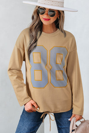 Macy Drawstring Hemline Oversize Long Sleeve Top