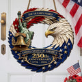 Custom Wood Sign - Personalized America 250th Anniversary Gifts For Mom, Dad, Brother, Sister, Kids - Bald Eagle Patriotic