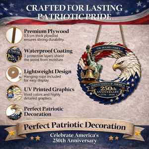 Custom Wood Sign - Personalized America 250th Anniversary Gifts For Mom, Dad, Brother, Sister, Kids - Bald Eagle Patriotic