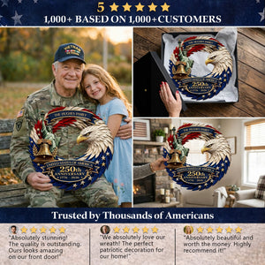 Custom Wood Sign - Personalized America 250th Anniversary Gifts For Mom, Dad, Brother, Sister, Kids - Bald Eagle Patriotic