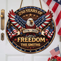 Custom Wood Sign - Personalized America 250th Anniversary Gifts For Mom, Dad, Brother, Sister, Kids - Proud Of Our Shared Story