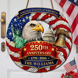 Custom Wood Sign - Personalized America 250th Anniversary Gifts For Mom, Dad, Brother, Sister, Kid