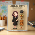 3D Effect Cartoon Funny Style Graduate - Personalized Rectangle Acrylic Plaque - Graduation Motivation Gift For Her/Him, Daughter/Son, Grad Ceremony, Commencement