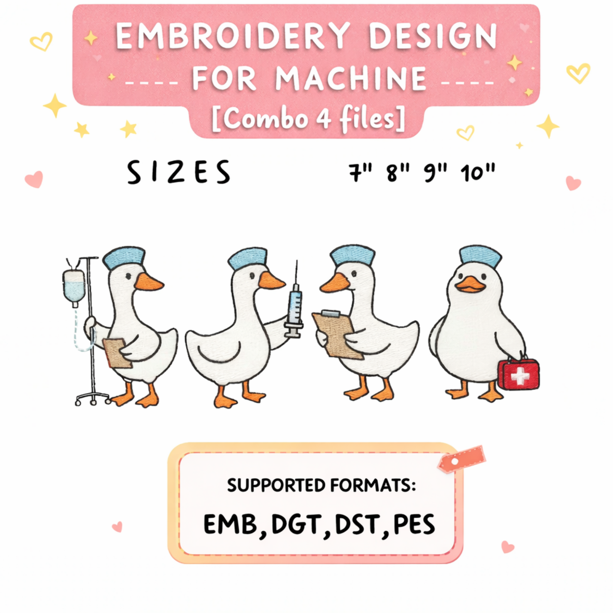 Funny Nurse Goose Embroidery File Sarcastic Registered Nurse Design Machine Embroidery Pattern