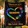 Grandma Whenever You Touch This Heart Personalized Blanket SC2764