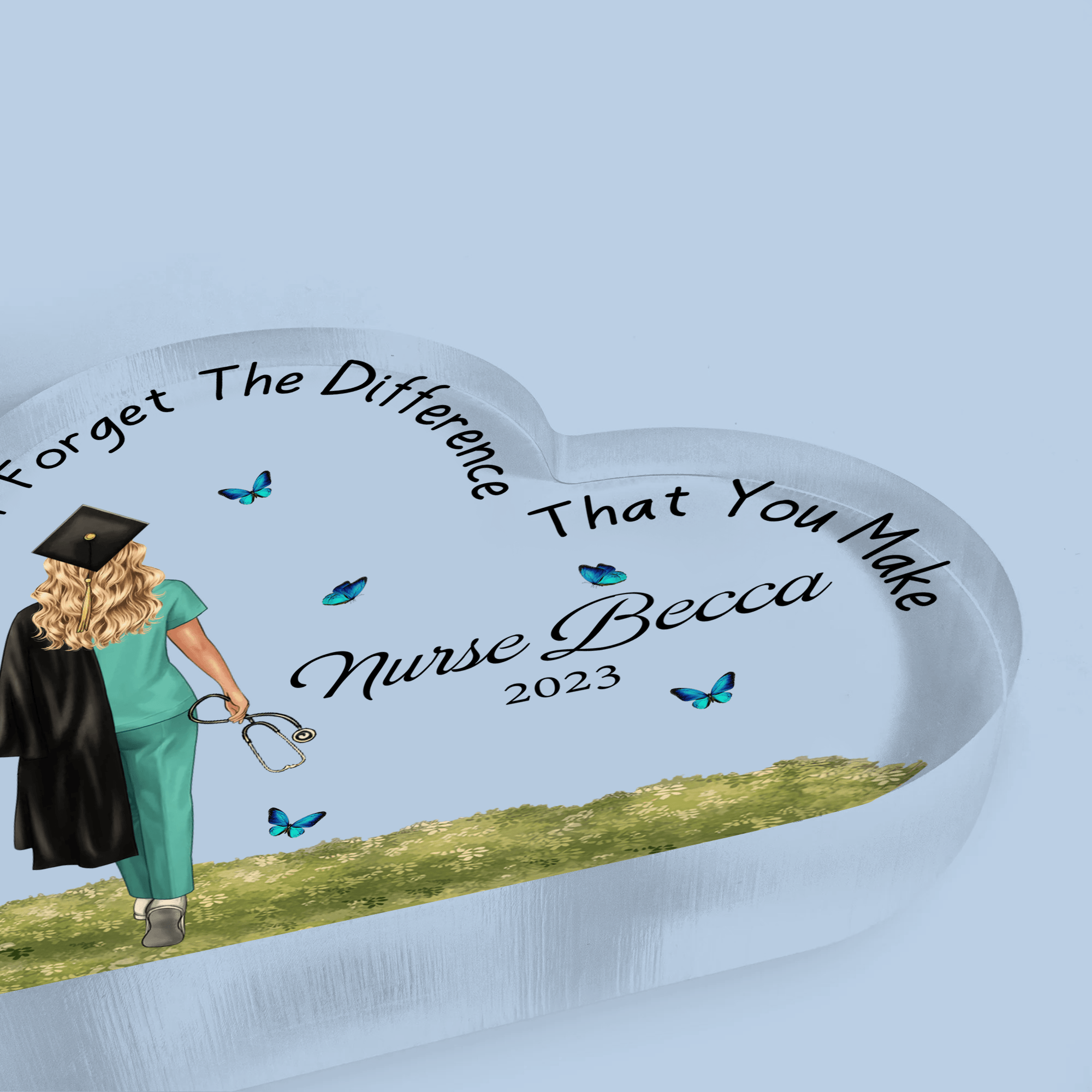 Nursing Graduation - Custom Heart-shaped - Personalized Gift for Female Nurse, CNA, Healthcare, Registered RN, Retirement