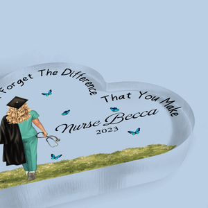 Nursing Graduation - Custom Heart-shaped - Personalized Gift for Female Nurse, CNA, Healthcare, Registered RN, Retirement