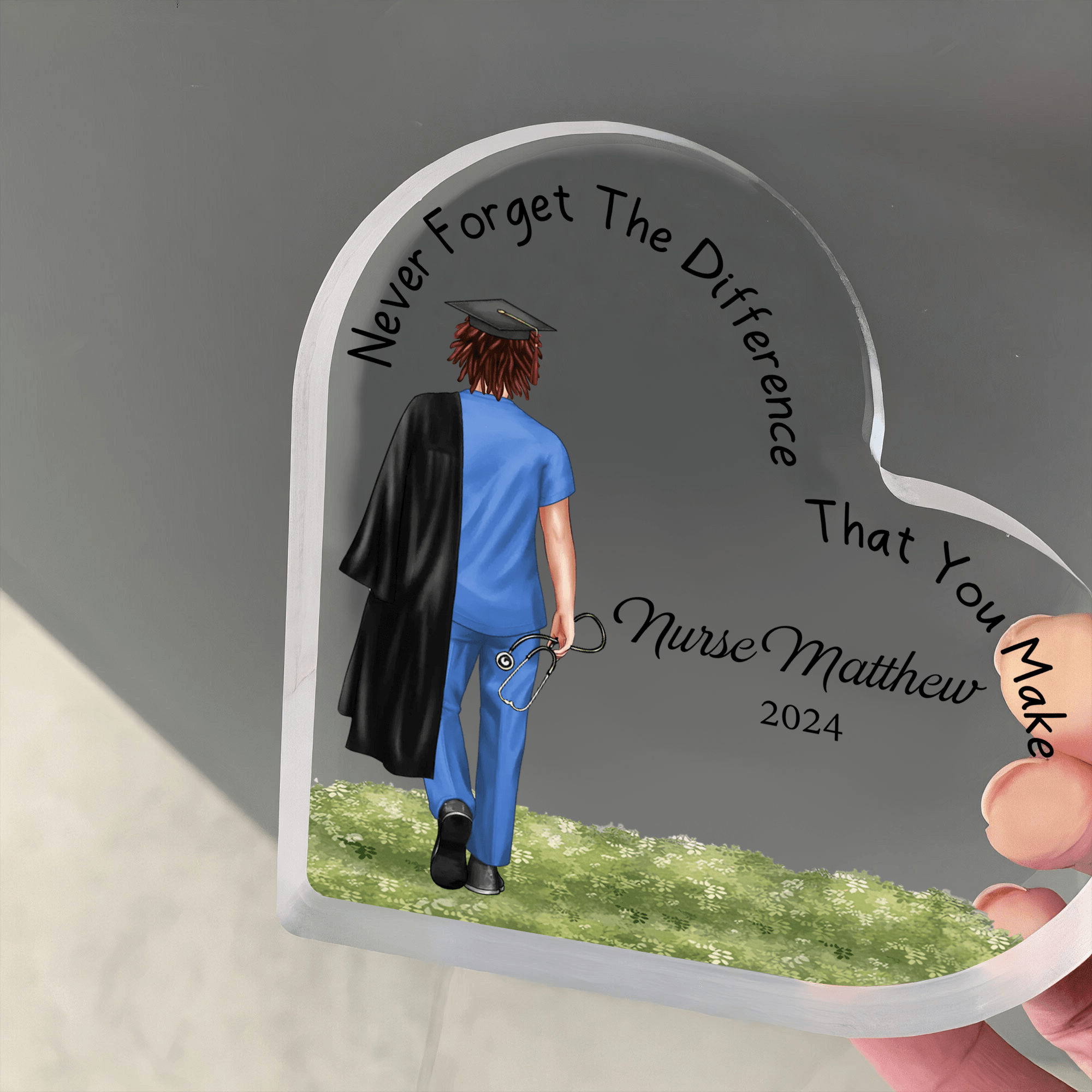 Nursing Graduation - Custom Heart-shaped - Personalized Gift for Female Nurse, CNA, Healthcare, Registered RN, Retirement