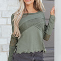 Miriam Ribbed Lace Patchwork Long Sleeve Top