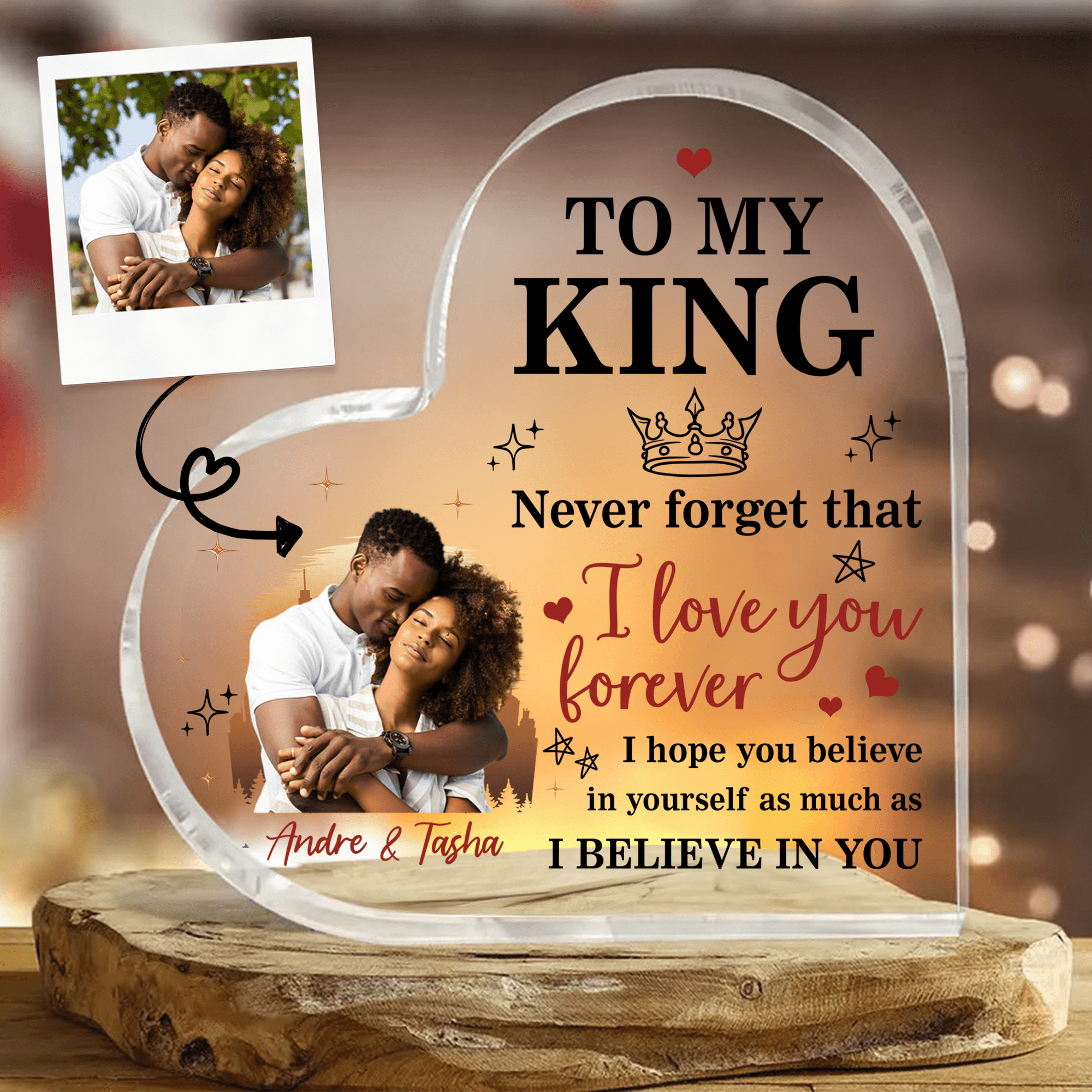 Heart-Shaped for Black Couple - Custom Photo, Personalized Gift for Valentine, Black History Month, Juneteenth or any occasion | African American