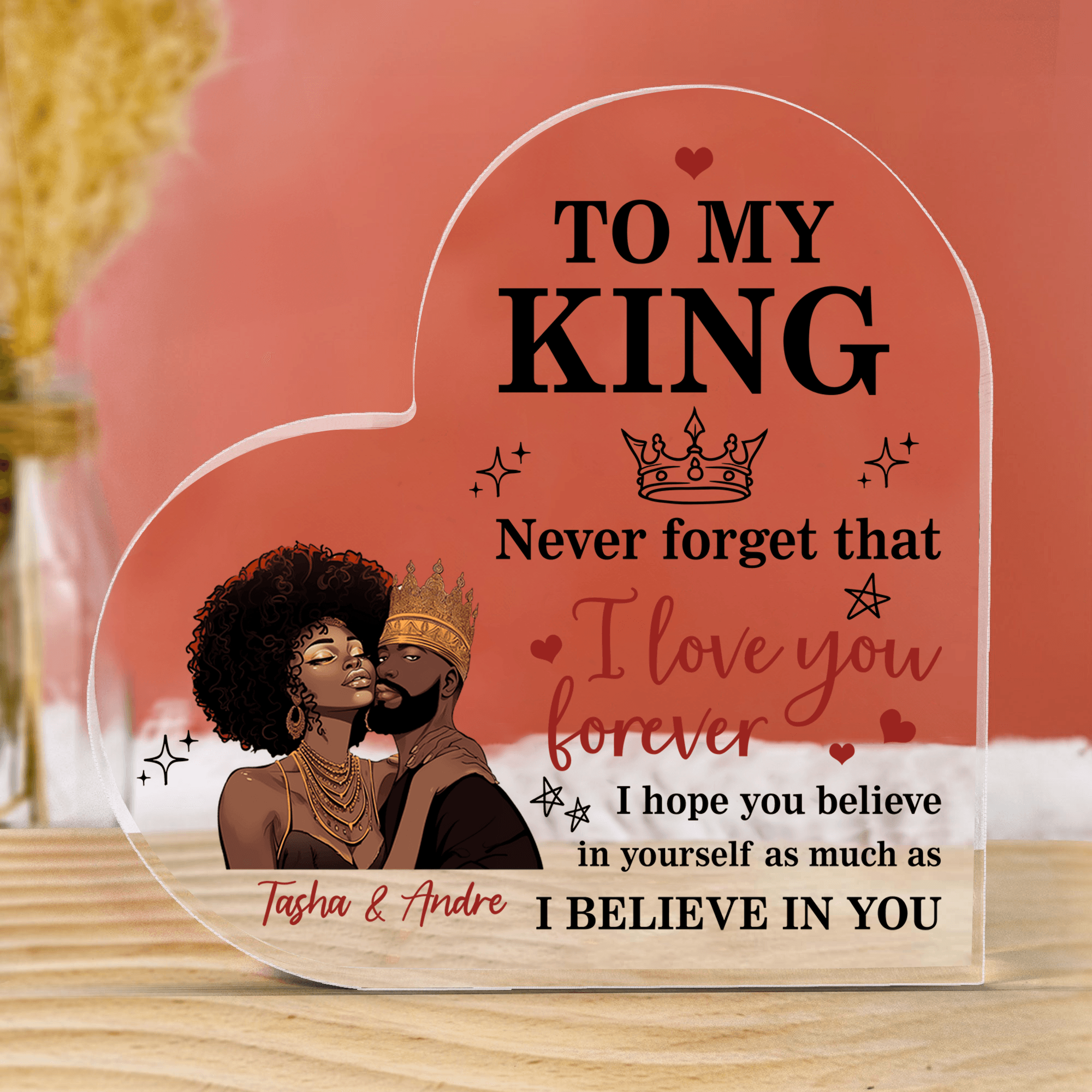 Heart-Shaped for Black Couple - Custom Photo, Personalized Gift for Valentine, Black History Month, Juneteenth or any occasion | African American