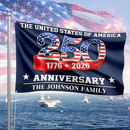 United States Of American 250th Anniversary Decor Gift Custom Family Name House Flag CH07 910624
