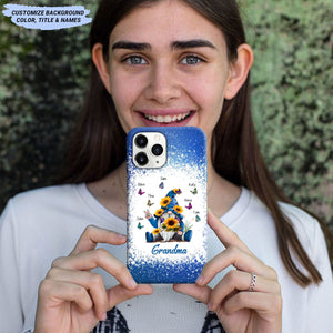 Sunflower Gnome Butterflies Grandma With Grankids Personalized Grandma Phone Case