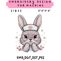 Preppy Easter Bunny Embroidery File Retro Bunny Ears Design Coquette Spring Machine Stitch Pattern