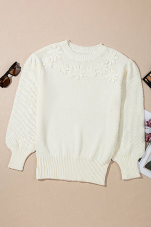 Rheakara Textured Puff Sleeve Sweater