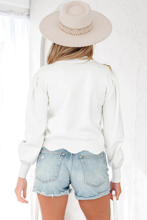 Mia Scallop Hem Cropped Sweater