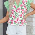 Adelaide Striped Ruffle Trim Blouse
