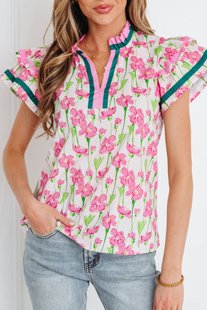 Elyse Ruffled Short Sleeve Blouse