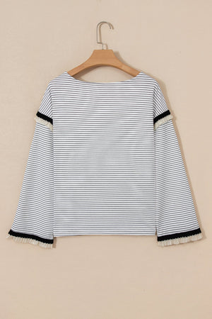 Anya Ruffle Trim Loose Long Sleeve Top
